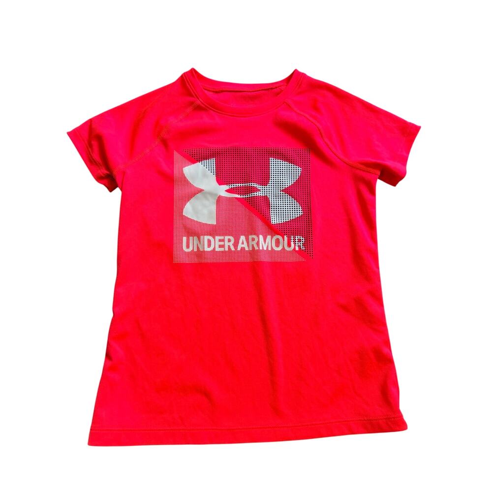 Under Armour Girls Pink Athletic Graphic Tee Youth Small